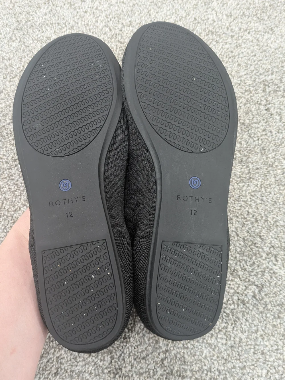 Rothy's The Loafer Black Slip-On Shoes Flats with Blue Accent Size 11 Or 12 - Picture 9 of 9